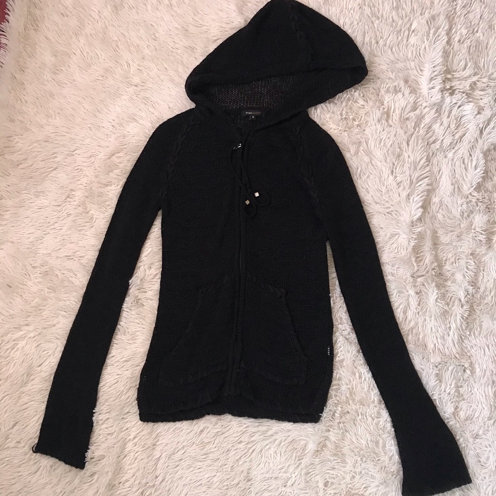 Open Knit Zip Up Hoodie by BCBG Max Azria